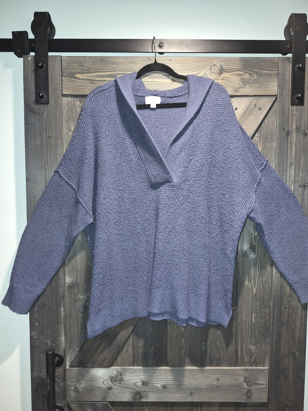Aerie Lavender Cowl Knit Pullover Hooded Sweater